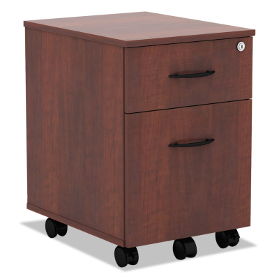 Alera Valencia Series Mobile Pedestal, Left/Right, 2-Drawers: Box/File, Legal/Letter, Medium Cherry, 15.88