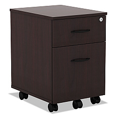 Alera Valencia Series Mobile Pedestal, Left or Right, 2-Drawers: Box/File, Legal/Letter, Mahogany, 15.88" x 19.13" x 22.88" (ALEVABFMY)