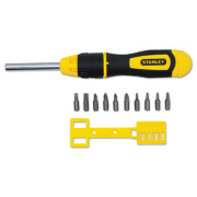 Stanley Tools 3 inch Multi-Bit Ratcheting Screwdriver, 10 Bits, Black/Yellow (68010)