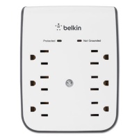 Belkin SurgePlus USB Wall Mount Charger, 6 AC Outlets/2 USB Ports, 900 J, White/Black (BSV602TT)