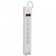 Innovera Surge Protector, 6 AC Outlets/2 USB Ports, 6 ft Cord, 1,080 J, White (71660)