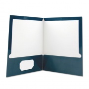 Universal Laminated Two-Pocket Folder, Cardboard Paper, 100-Sheet Capacity, 11 x 8.5, Navy, 25/Box (56418)