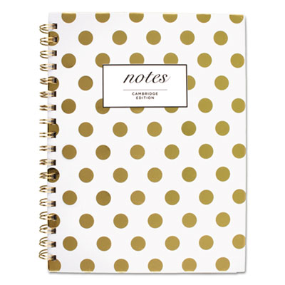 Cambridge Gold Dots Hardcover Notebook, 1-Subject, Wide/Legal Rule, White/Gold Cover, (80) 9.5 x 7 Sheets (59016)