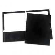 Universal Laminated Two-Pocket Folder, Cardboard Paper, 100-Sheet Capacity, 11 x 8.5, Black, 25/Box (56416)