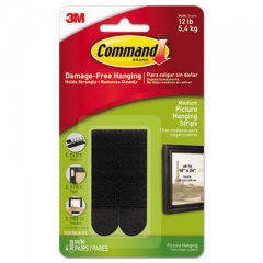 Command Picture Hanging Strips, Removable, Holds Up to 3 lbs per Pair, 0.75 x 2.75, Black, 4 Pairs/Pack (17201BLKES)