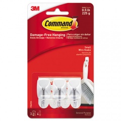 Command General Purpose Wire Hooks, Small, Metal, White, 0.5 lb Capacity, 3 Hooks and 4 Strips/Pack (17067ES)