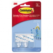 Command Clear Hooks and Strips, Small, Plastic, 1 lb Capacity, 2 Hooks and 4 Strips/Pack (17092CLRES)