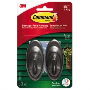 Command All Weather Hooks and Strips, Medium, Plastic, Slate, 3 lb Capacity, 2 Hooks and 4 Strips/Pack (17086SAWES)