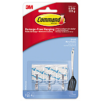 Command Clear Hooks and Strips, Small, Plastic/Metal, 0.5 lb Capacity, 3 Hooks and 4 Strips/Pack (MMM17067CLRES)
