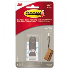 Command Decorative Hooks, Medium, 1 Hook and 2 Strips/Pack (MR12SSES)