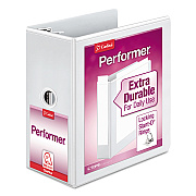 Cardinal Performer ClearVue Slant-D Ring Binder, 3 Rings, 5" Capacity, 11 x 8.5, White (CRD17950)