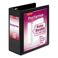Cardinal Performer ClearVue Slant-D Ring Binder, 3 Rings, 4" Capacity, 11 x 8.5, Black (CRD17811)
