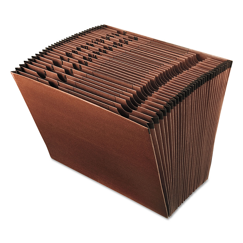 Earthwise by Pendaflex Recycled Indexed Expanding File, 31 Sections, 1/31-Cut Tabs, Letter Size, Red Fiber (PFXER17D)