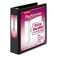 Cardinal Performer ClearVue Slant-D Ring Binder, 3 Rings, 2" Capacity, 11 x 8.5, Black (CRD17501)