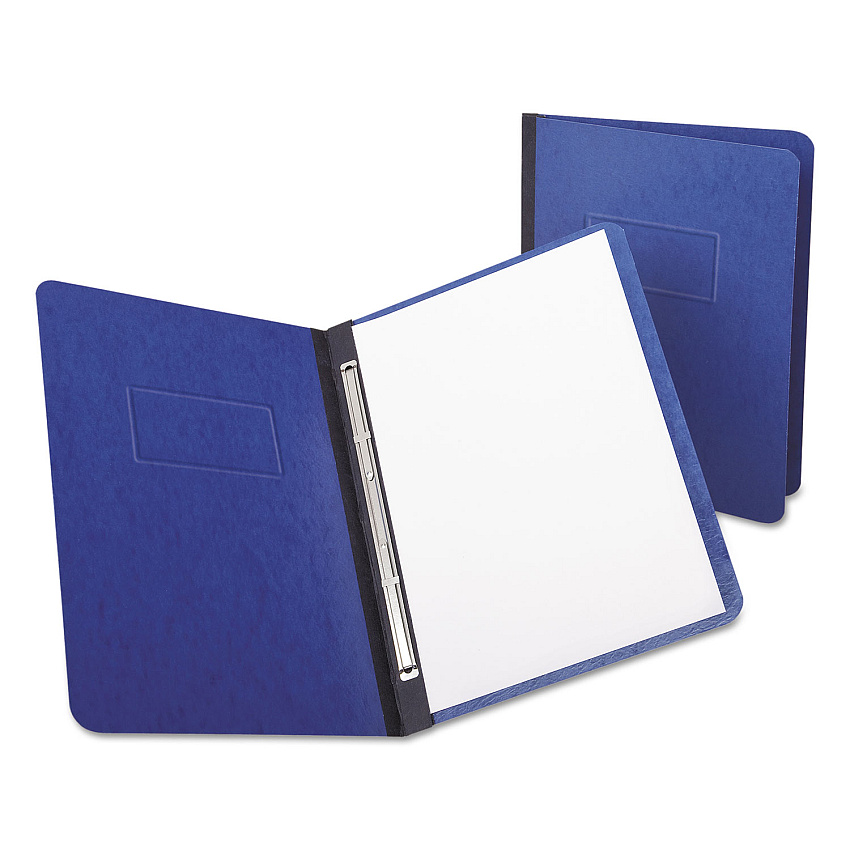Oxford Heavyweight PressGuard and Pressboard Report Cover w/Reinforced Side Hinge, 2-Prong Fastener, 3" Cap., 8.5 x 11, Dark Blue (OXF12702)