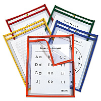 C-Line Reusable Dry Erase Pockets, Easy Load, 9 x 12, Assorted Primary Colors, 25/Pack (CLI42620)