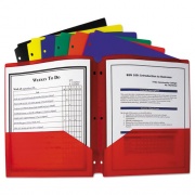 C-Line Two-Pocket Heavyweight Poly Portfolio Folder, 3-Hole Punch, 11 x 8.5, Randomly Assorted Colors (33930)