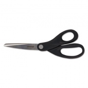 Universal Stainless Steel Office Scissors, 8" Long, 3.75" Cut Length, Black Straight Handle (92009)