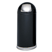 Safco Dome Top Receptacle with Spring-Loaded Door, 15 gal, Steel, Black (SAF9636BL)