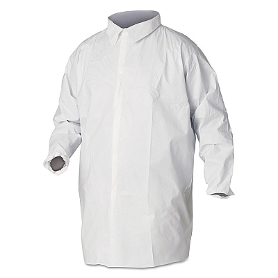 KleenGuard A40 Liquid and Particle Protection Lab Coats, 2X-Large, White, 30/Carton (KCC44445)