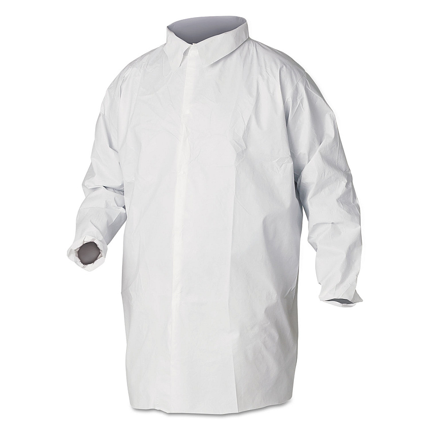 KleenGuard A40 Liquid and Particle Protection Lab Coats, 2X-Large, White, 30/Carton (KCC44445)