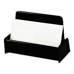 Universal Business Card Holder, Holds 50 2 x 3.5 Cards, 3.75 x 1.81 x 1.38, Plastic, Black (UNV08109)