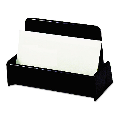 Universal Business Card Holder, Holds 50 2 x 3.5 Cards, 3.75 x 1.81 x 1.38, Plastic, Black (UNV08109)
