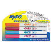 EXPO Low-Odor Dry-Erase Marker, Extra-Fine Needle Tip, Assorted Colors, 4/Set (1884308)