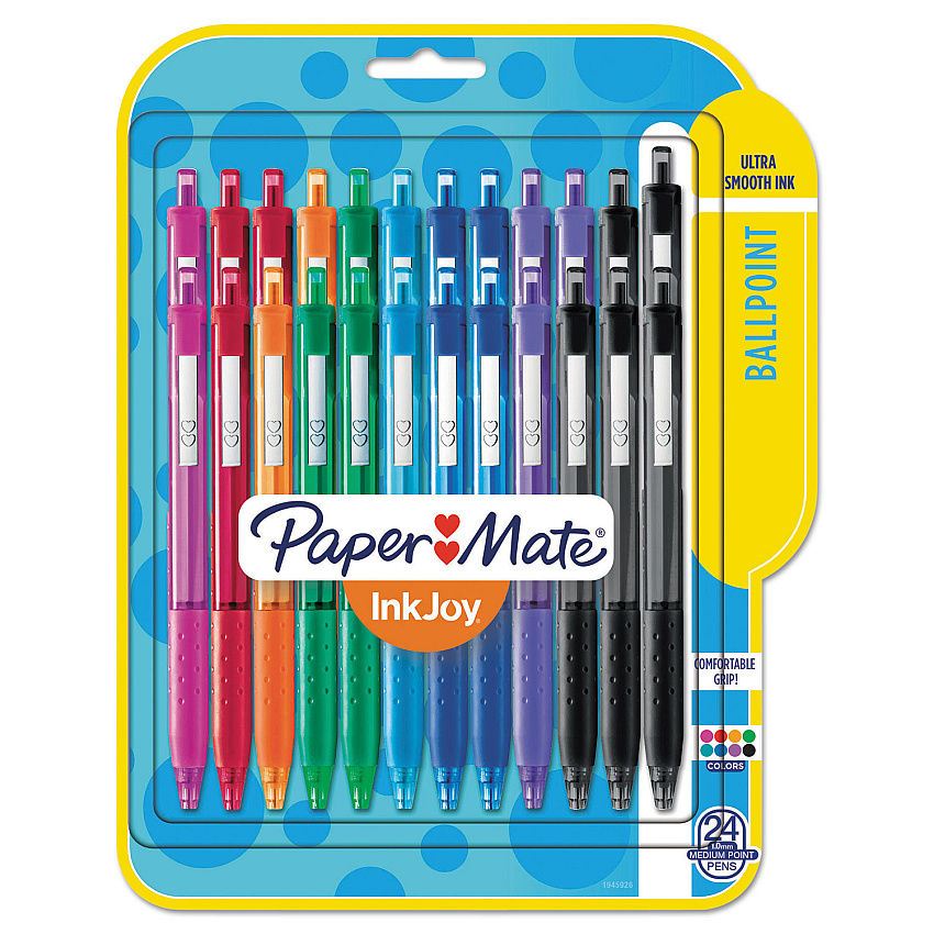 Paper Mate InkJoy 300 RT Ballpoint Pen Retractable, Medium 1 mm, Assorted Ink and Barrel Colors, 24/Pack (PAP1945926)