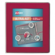 Avery UltraLast Heavy-Duty View Binder with One Touch Slant Rings, 3 Rings, 1" Capacity, 11 x 8.5, Red (79736)