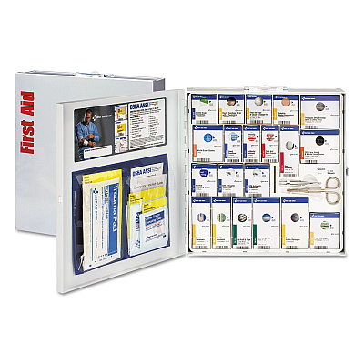First Aid Only ANSI 2021 SmartCompliance General Business First Aid Station for 50 People, No Medication, 202 Pieces, Metal Case (FAO746004021)