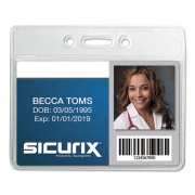 SICURIX Badge Holder, Horizontal, 2.13 x 3.38, Clear, 12/Pack (67810)