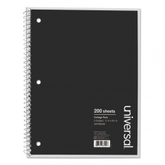 Universal Wirebound Notebook, 5-Subject, Medium/College Rule, Black Cover, (200) 11 x 8.5 Sheets (66500)