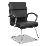 Alera Neratoli Slim Profile Stain-Resistant Faux Leather Guest Chair, 23.81" x 27.16" x 36.61", Black Seat/Back, Chrome Base (NR4319)