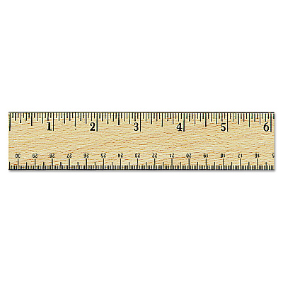 Universal Flat Wood Ruler W/double Metal Edge, Standard, 12" Long, Clear Lacquer Finish (UNV59021)
