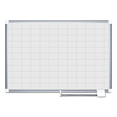 MasterVision Gridded Magnetic Steel Dry Erase Planning Board, 2 x 3 Grid, 48 x 36, White Surface, Silver Aluminum Frame (BVCMA0593830)