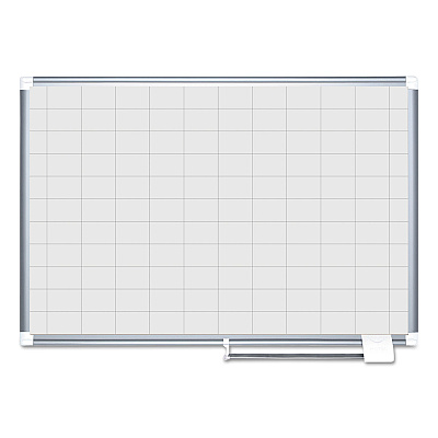 MasterVision Gridded Magnetic Steel Dry Erase Planning Board, 2 x 3 Grid, 48 x 36, White Surface, Silver Aluminum Frame (BVCMA0593830)