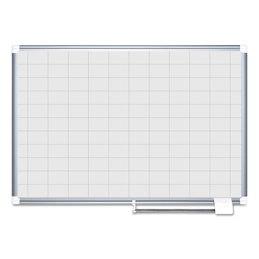 MasterVision Gridded Magnetic Steel Dry Erase Planning Board, 2 x 3 Grid, 48 x 36, White Surface, Silver Aluminum Frame (BVCMA0593830)