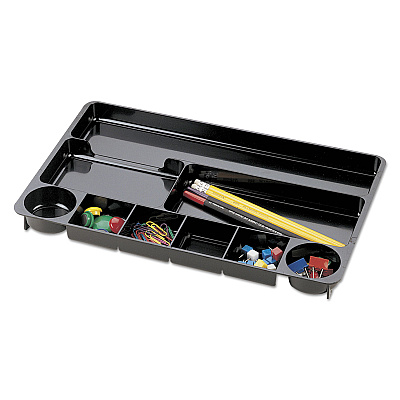 Universal Recycled Drawer Organizer, Nine Compartments, 14 x 9.13 x 1.13, Plastic, Black (UNV08120)