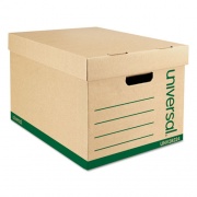 Universal Recycled Heavy-Duty Record Storage Box, Letter/Legal Files, Kraft/Green, 12/Carton (28224)