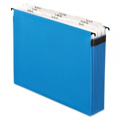 Pendaflex SureHook Nine-Section Hanging Folder, 9 Sections, 5.25" Capacity, Letter Size, 1/5-Cut Tabs, Blue (59225)