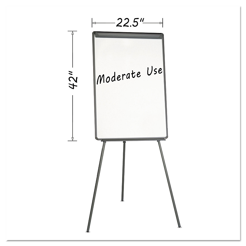 MasterVision Basic Tripod Melamine Presentation Easel, 22.5 x 42, White/Black (BVCEA2300045)