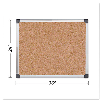 MasterVision Value Cork Bulletin Board with Aluminum Frame, 24 x 36, Tan Surface, Silver Aluminum Frame (BVCCA031170)