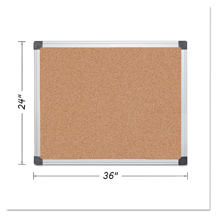MasterVision Value Cork Bulletin Board with Aluminum Frame, 24 x 36, Tan Surface, Silver Aluminum Frame (BVCCA031170)