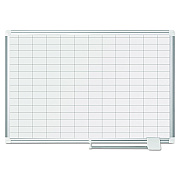 MasterVision Gridded Magnetic Steel Dry Erase Planning Board, 1 x 2 Grid, 36 x 24, White Surface, Silver Aluminum Frame (BVCMA0392830)