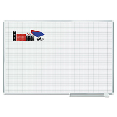 MasterVision Gridded Magnetic Steel Dry Erase Planning Board with Accessories, 1 x 2 Grid, 72 x 48, White Surface, Silver Aluminum Frame (BVCMA2792830A)