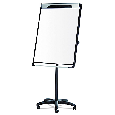 MasterVision Platinum Mobile Easel, 29 x 41, White Surface, Black Plastic Frame (BVCEA48066720)