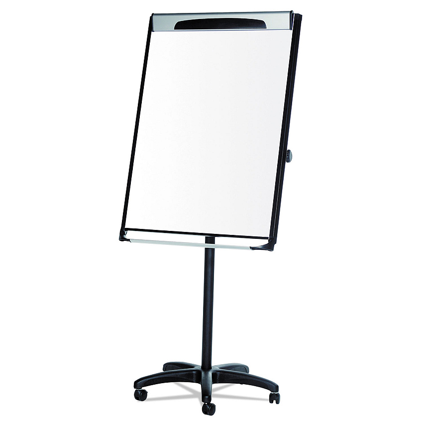 MasterVision Platinum Mobile Easel, 29 x 41, White Surface, Black Plastic Frame (BVCEA48066720)