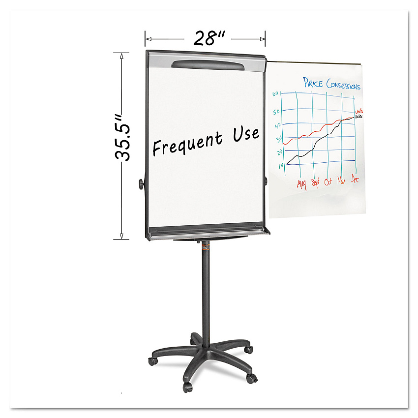 MasterVision Tripod Extension Bar Magnetic Dry-Erase Easel, 69" to 78" High, Black/Silver (BVCEA48062119)