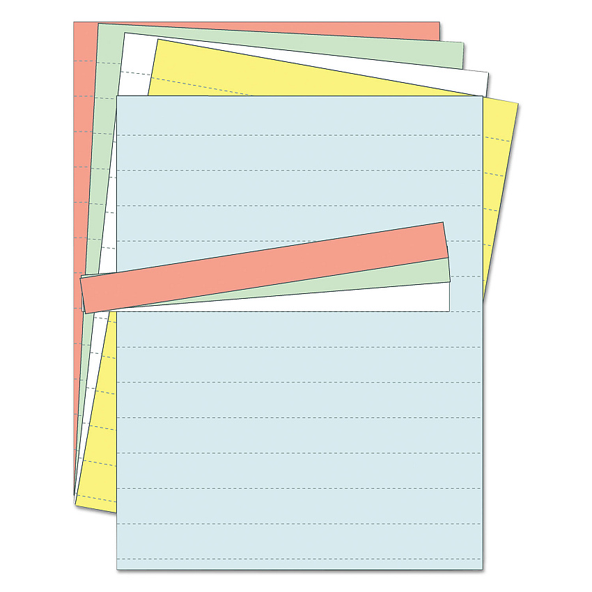 MasterVision Data Card Replacement Sheet, 8.5 x 11 Sheets, Perforated at 1", Assorted, 10/Pack (BVCFM1614)